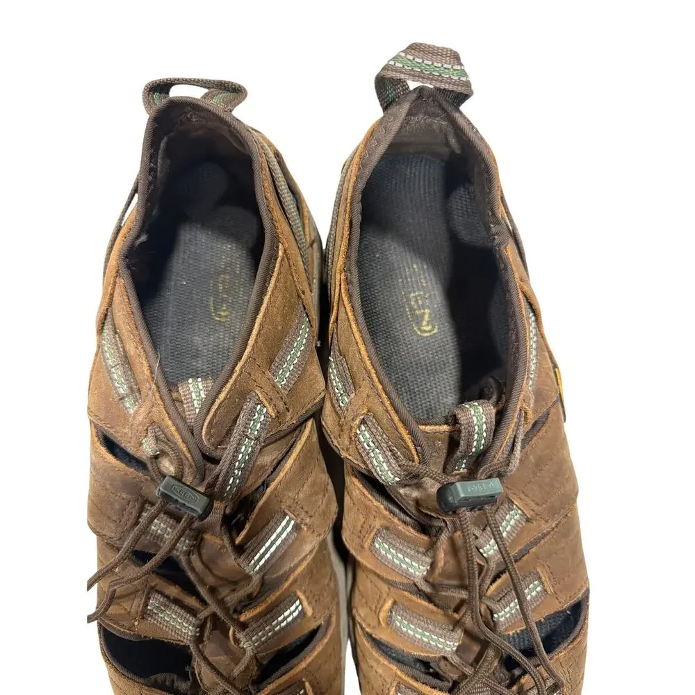 Keen Men's Sz 10.5 Arroyo II hiking sandals brown leather bungee lacing system